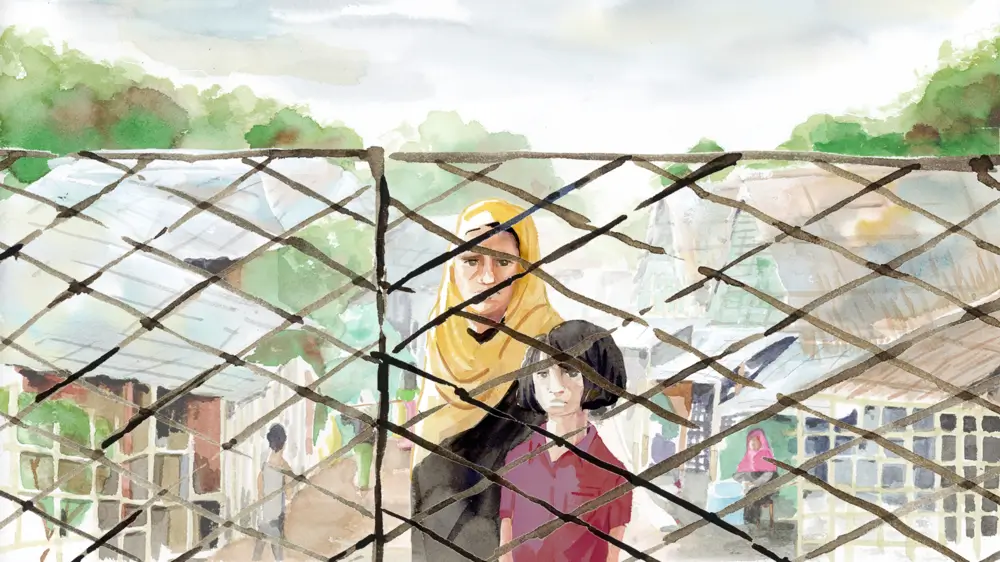 Ilustración del informe de MSF, Behind the Wire.