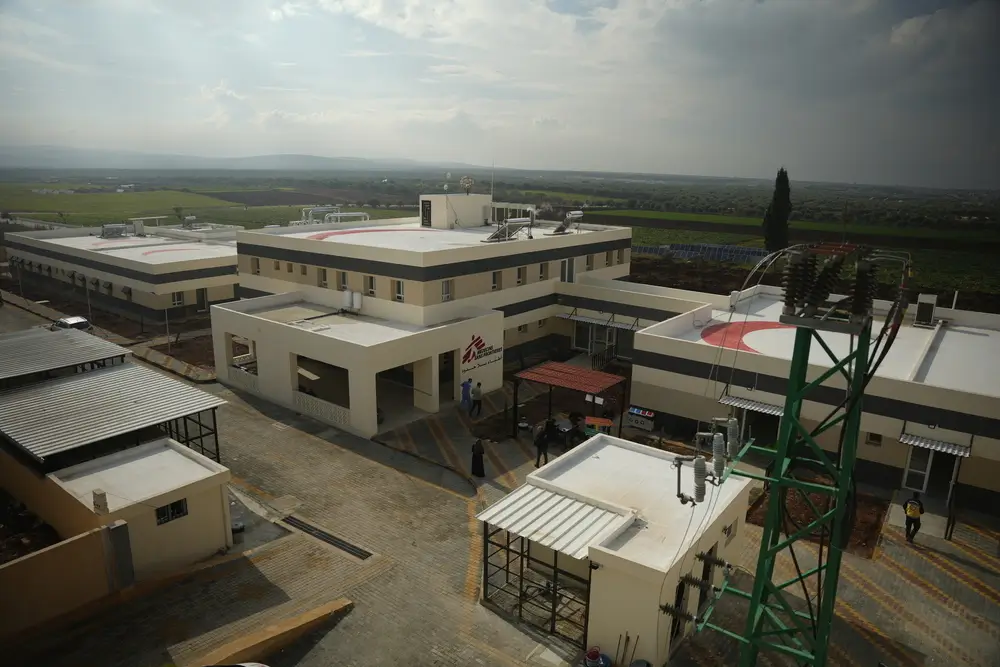 Vista aérea del hospital de quemados de MSF en Atmeh, al noroeste de Siria.