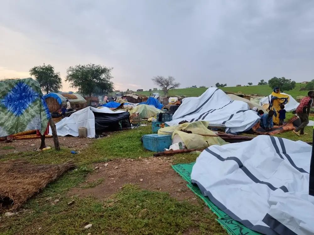 Campo improvisado de sobrevivientes de las inundaciones masivas en el este de Chad.