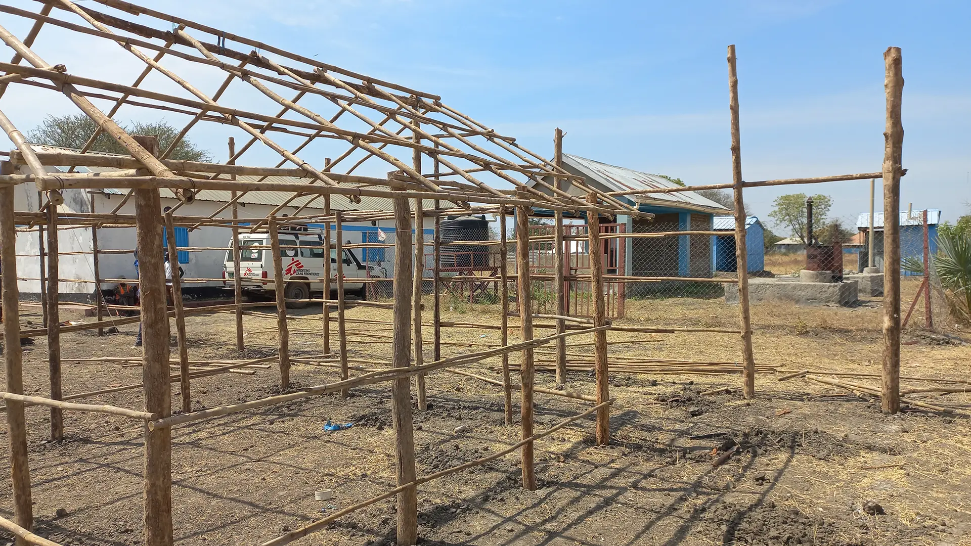 Construcción del Centro de Tratamiento para el cólera (CTC) en Malakal, Sudán del Sur.