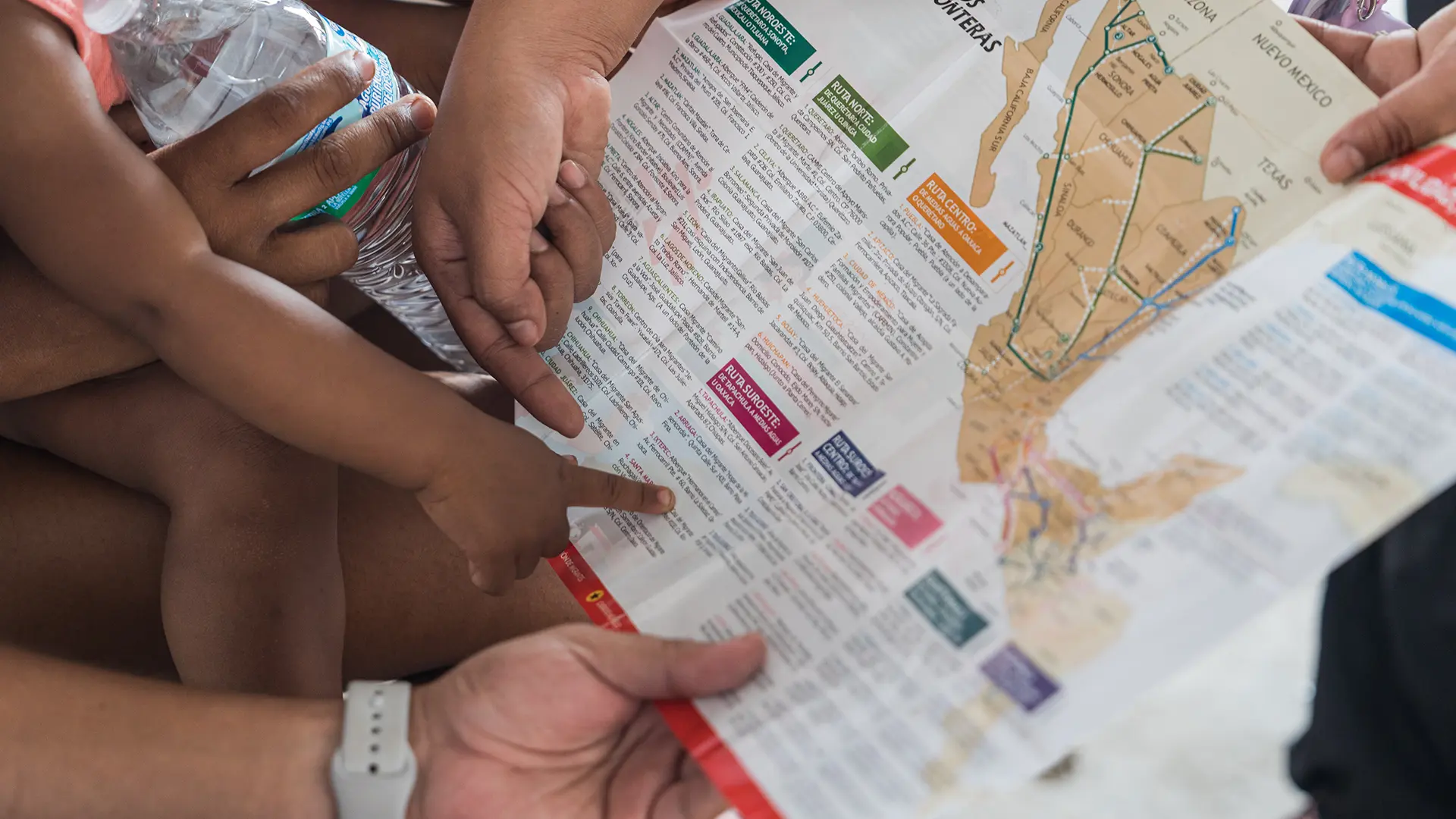 Un mapa de MSF proporciona información sobre las zonas donde los migrantes pueden acceder a servicios básicos, como atención médica, a lo largo de la ruta migratoria en México.